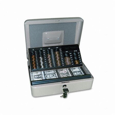 Pm Company PM Company 04967 3-in-1 Cash-Change-Storage Steel Security Box w/Key Lock- Pebble Beige 4967